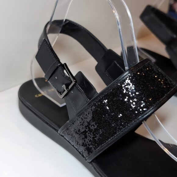 Cole Haan Korban Leather Glitter Sandals Wide Straps Ankle Platform Size 9.5 - Picture 6 of 12